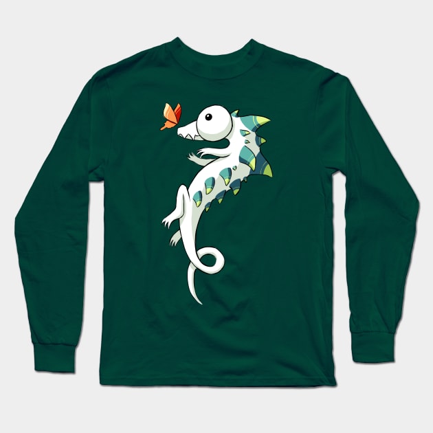 Crocodile And Butterfly Long Sleeve T-Shirt by Freeminds